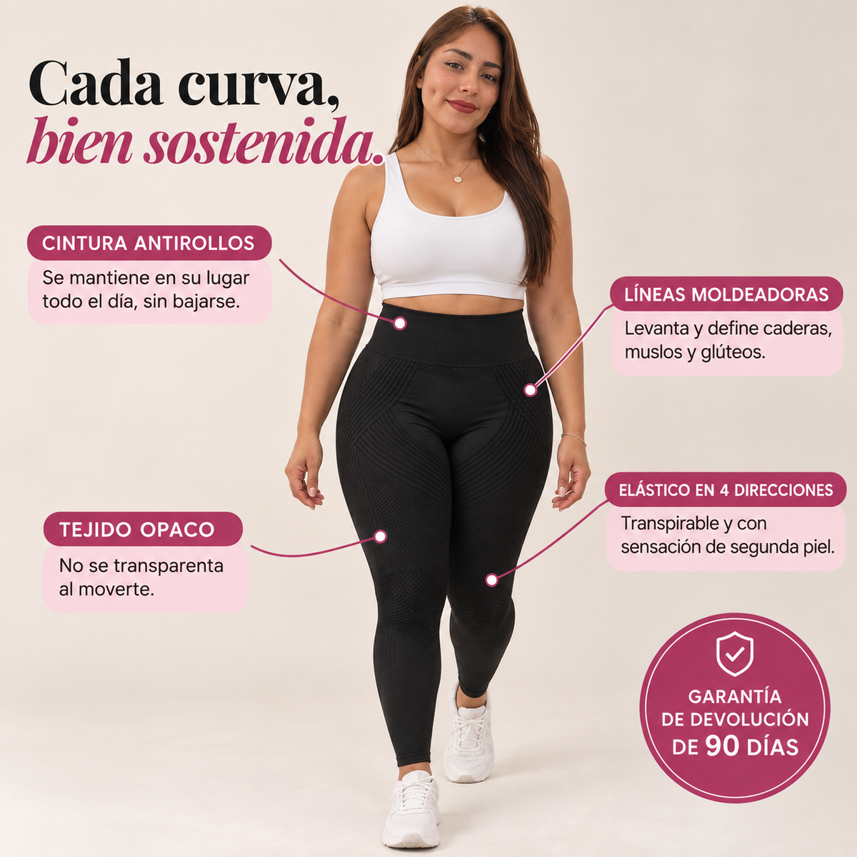 Leggings moldeadores · Mantén la espalda en su lugar